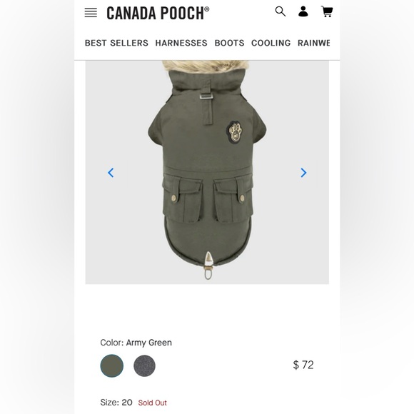 Canada Pooch Alaskan Army Parka Jacket - Size 20" Fits 33-40 LBS Dogs. - Picture 9 of 14